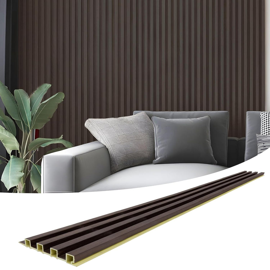 Art3d Slat Wall Panel , WPC Acoustic Diffuser Panel, 8-Pack 96 x 6in. Black Walnut - $120