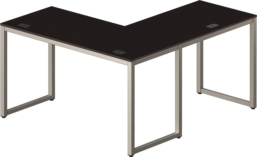 SHW Home Office 55"x60" Large L Shaped Corner Desk, 24" Deep, Espresso - $95