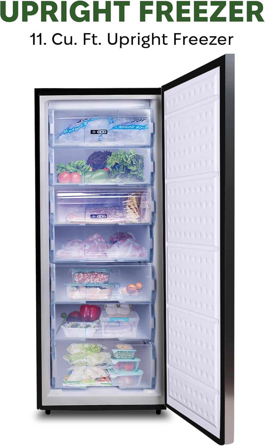 Hamilton Beach Upright Freezer, Deep Freeze, Stainless Steel Freezer (Out of box ) - $420