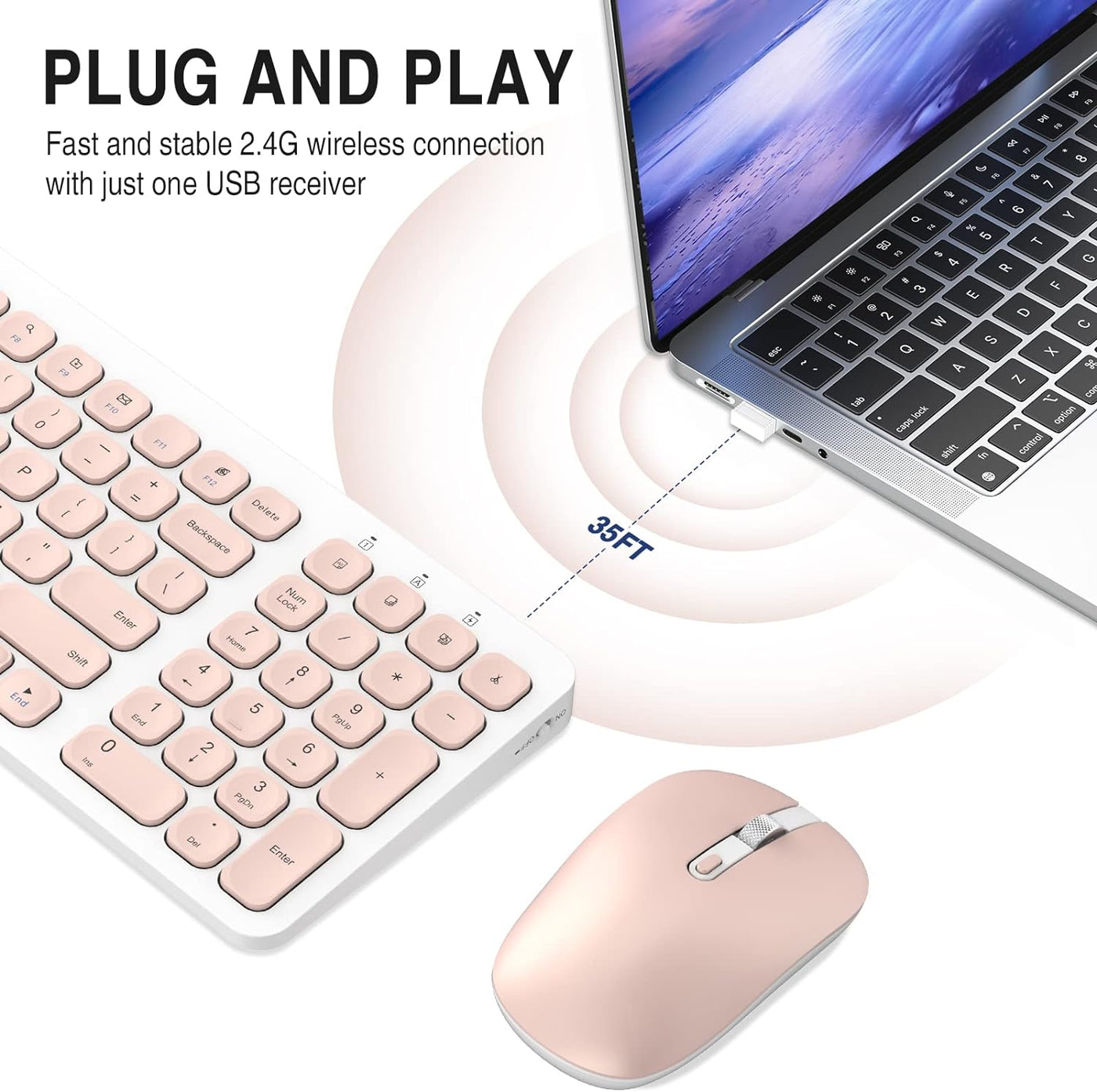 Wireless Keyboard Mouse Combo, cimetech Compact Full Size - $30