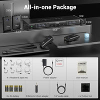 Phenyx Pro Wireless Microphone System, UHF 4Channel Wireless Mic Set w/ 4 Bodypacks - $190