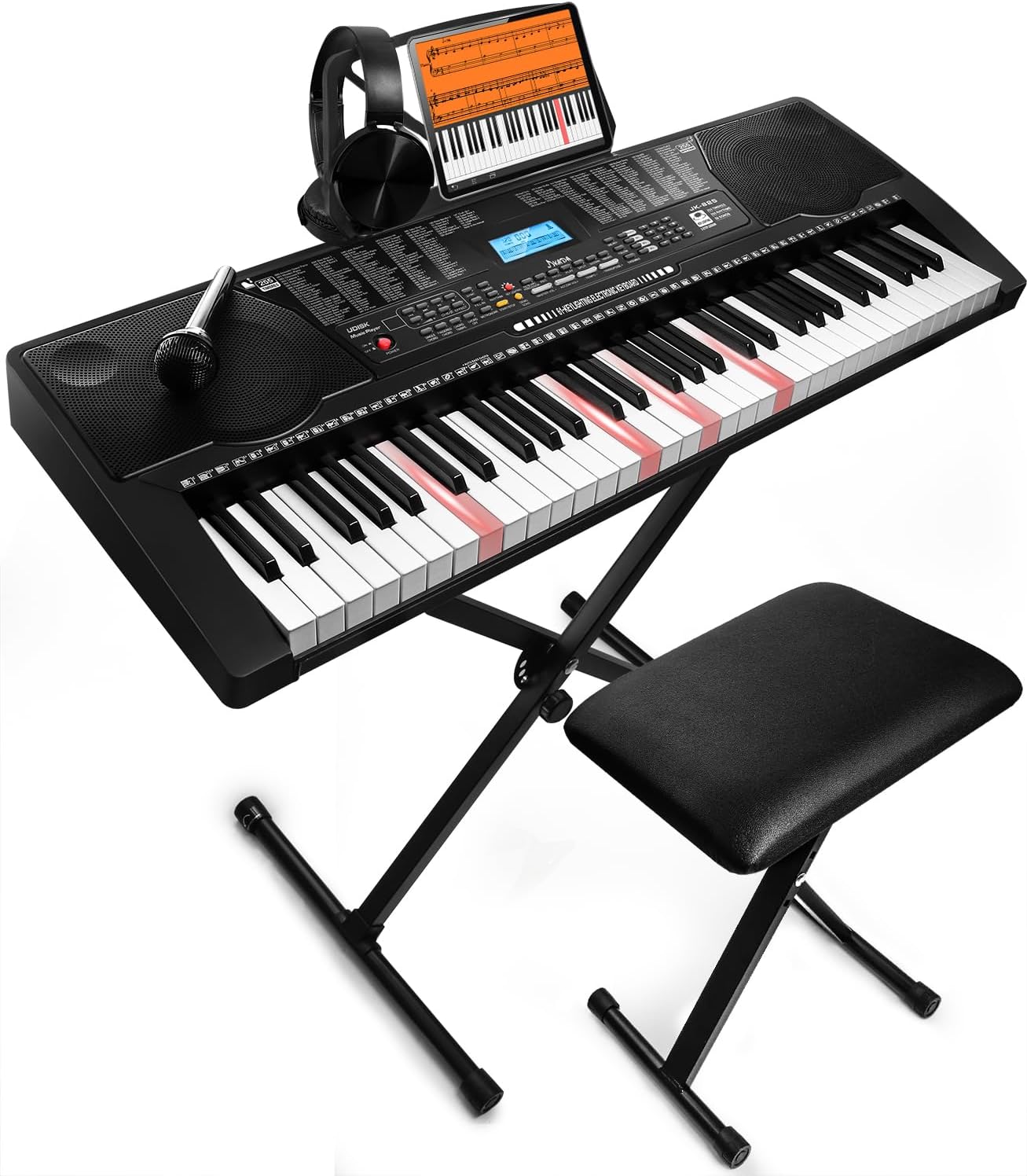 61 Key Portable Electronic Keyboard Piano w/Lighted Full Size Keys - $75