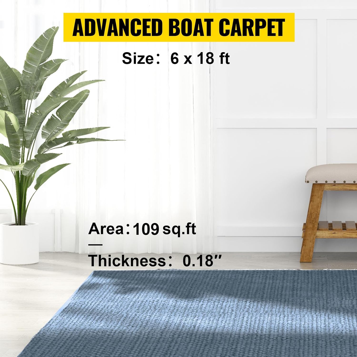 Happybuy Gray Marine Carpet 6 ft x 18 ft Boat Carpet Rugs Indoor Outdoor Rugs - $45