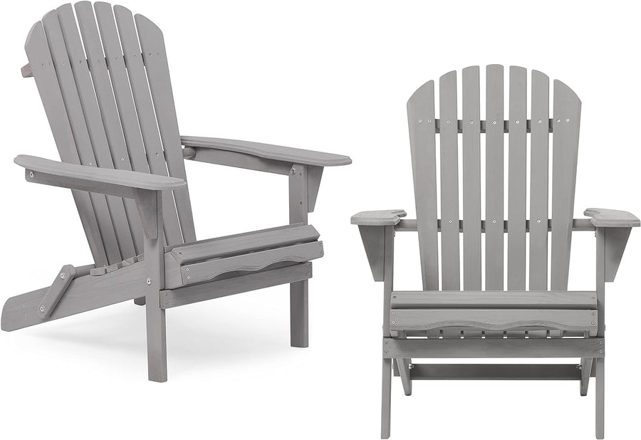 Wooden Folding Adirondack Chair Set of 2, Half Pre-Assembled Wood Lounge Chair - $65