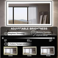 55x36 LED Bathroom Mirrors for Wall -Black Aluminum Trim (Front and Backlit) - $320