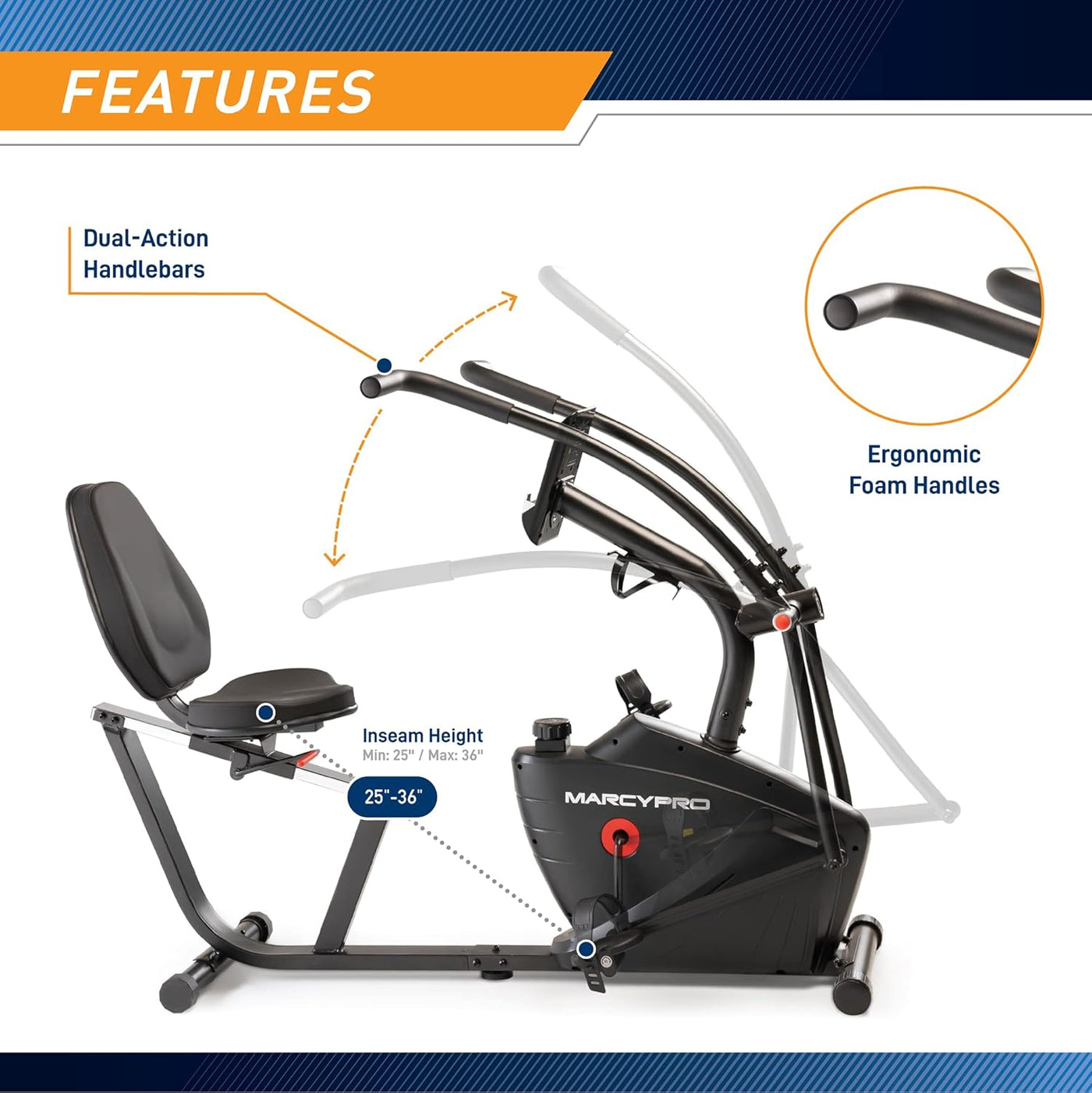 Marcy Dual Action Cross Training Recumbent Exercise Bike with Arm Exercisers - $240