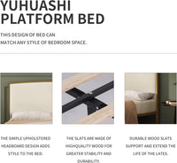 YUHUASHI Platform Metal Bed Frame, Simple Design (Beige & Gold, Full) - $325