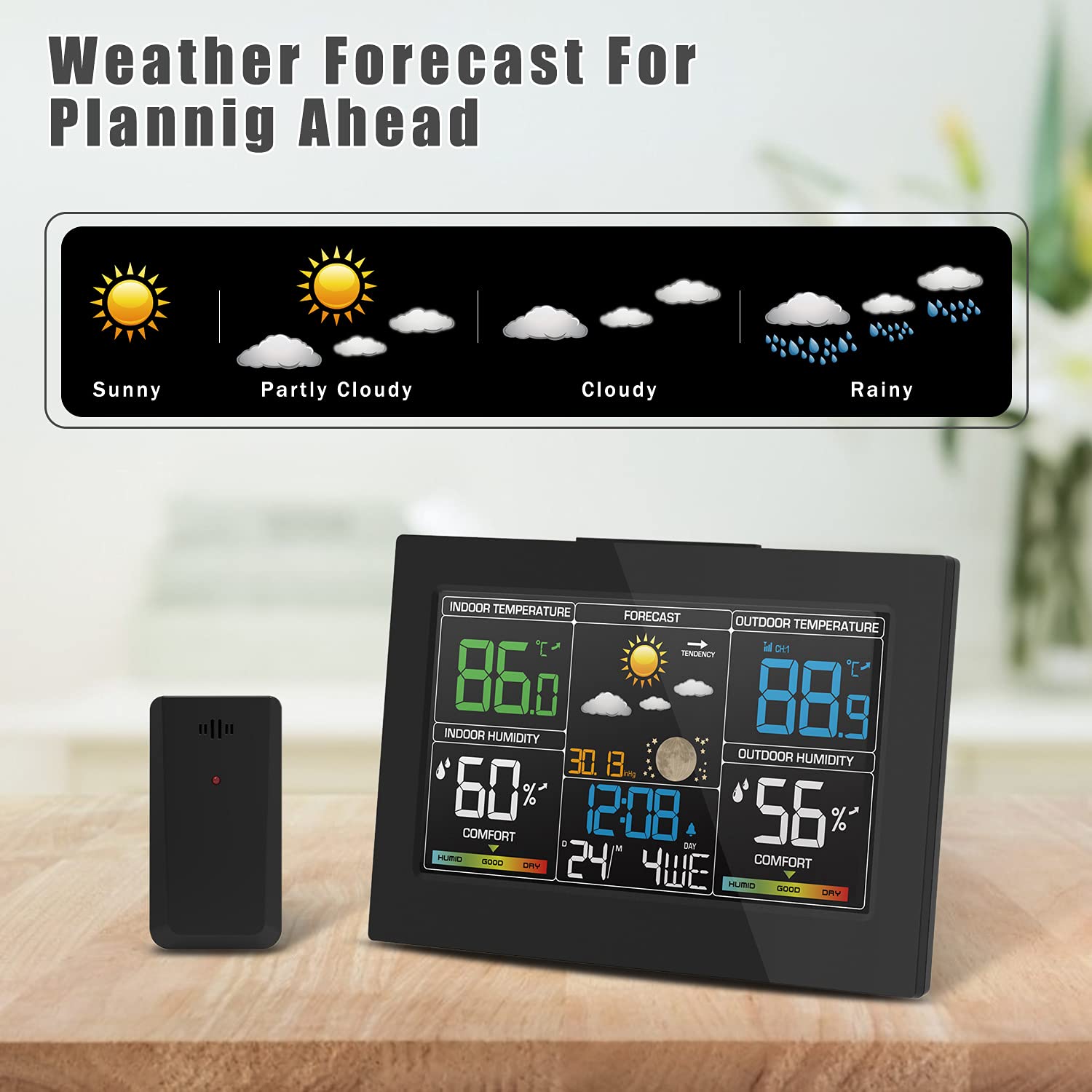 Geevon Weather Station Wireless Indoor Outdoor Thermometer - $30