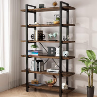 Solid Wood Bookcase and Book Shelves Wood and Metal Shelving Unit 5 Tier - $170