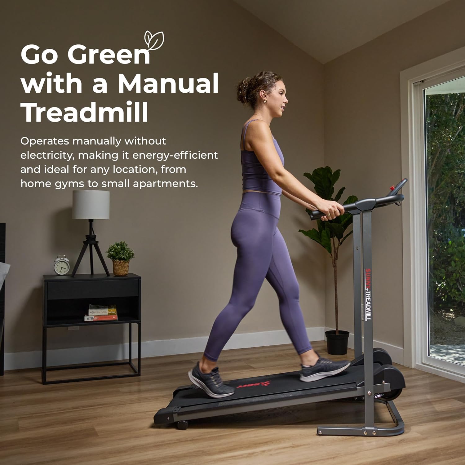 Sunny Health & Fitness Manual Walking Pad Treadmill for Home, Non-Electric - $150