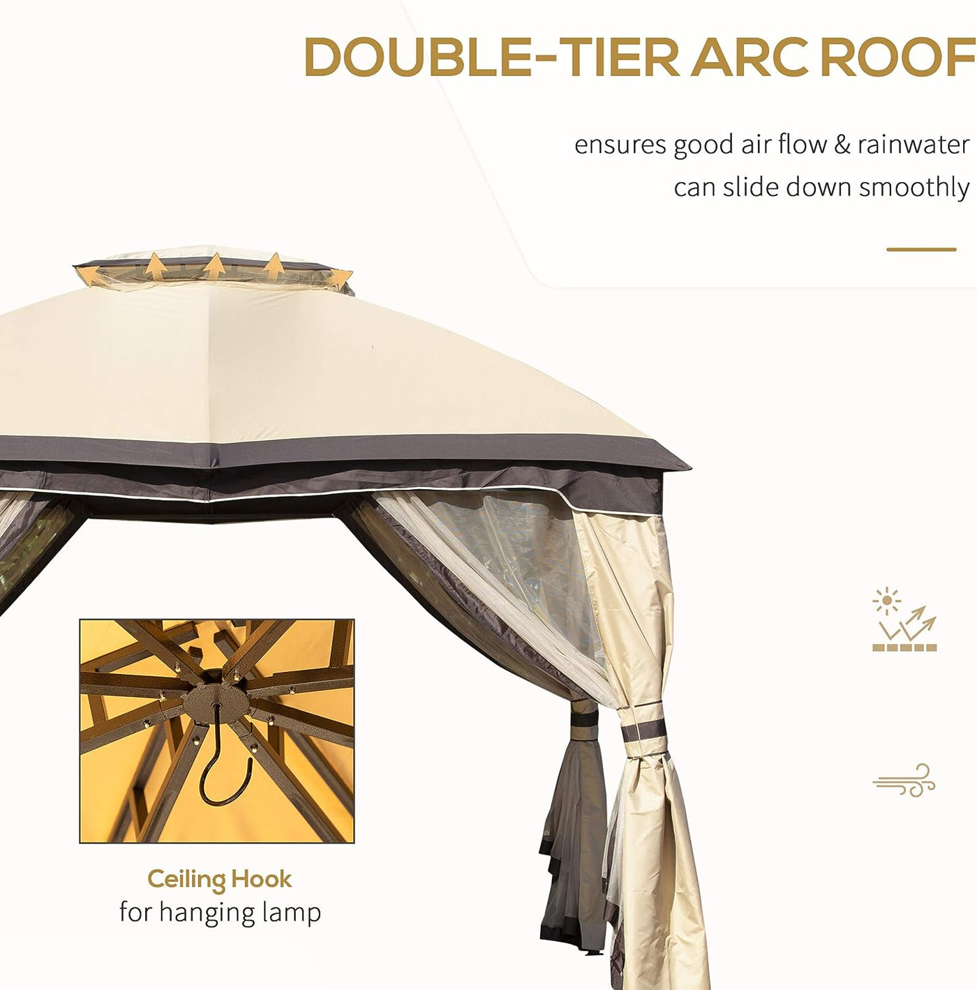Outsunny 10' x 12' Outdoor Gazebo, Canopy Shelter w/Double Vented Roof - $290