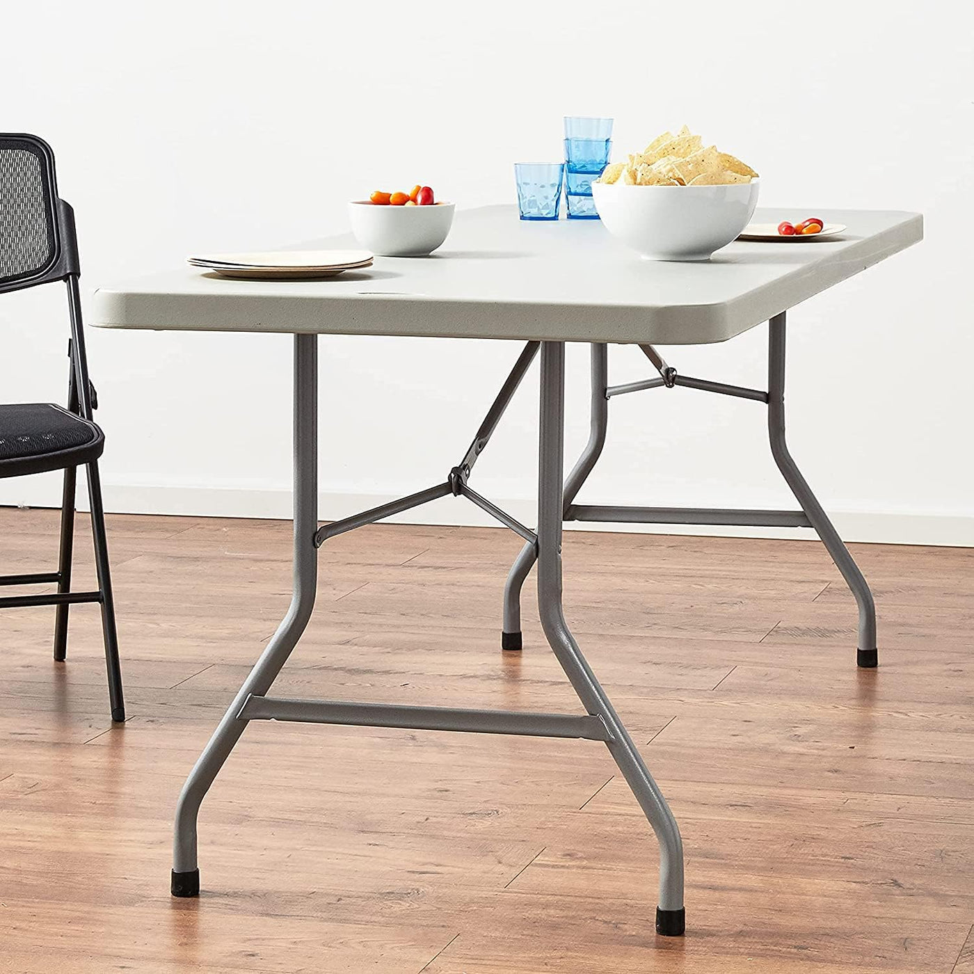 Office Star Resin Multipurpose Rectangle Folding Table, 6 Feet Light Gray - $105