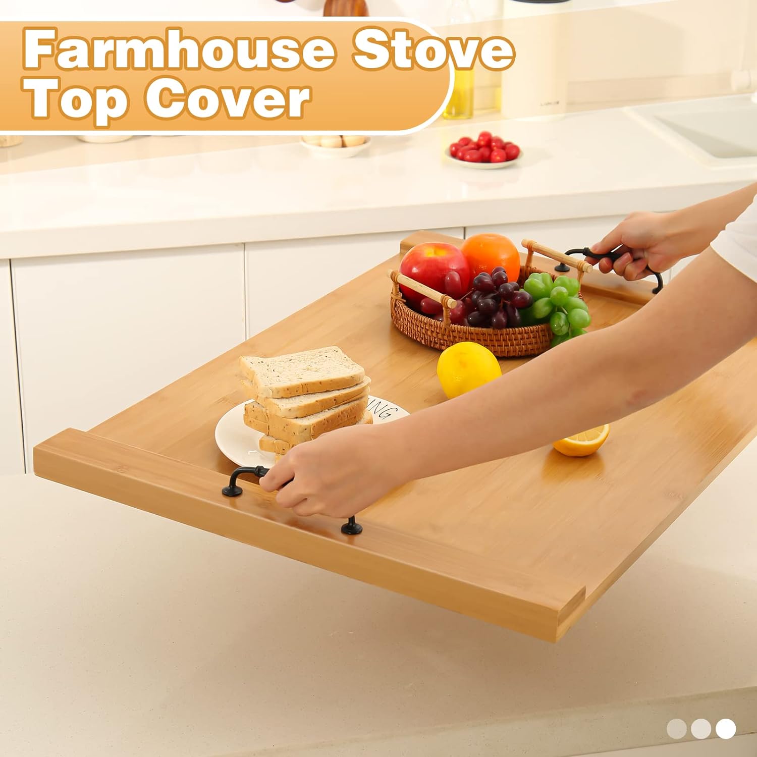 Calmbee Noodle Board Stove Cover Bamboo Stove Top Cover 40