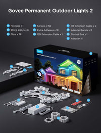 Govee Permanent Outdoor Lights 2, 100ft RGBIC Outdoor Lights with 72 LED Lights - $200