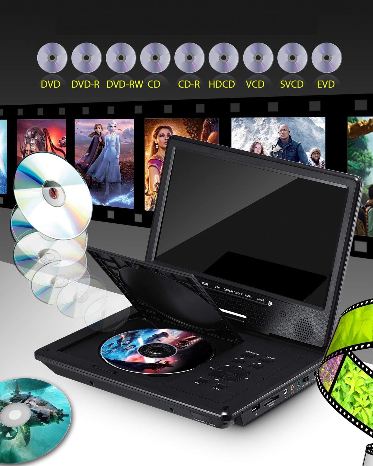 UEME Portable DVD Player for Car with 10.1" HD Swivel Display Screen - $55
