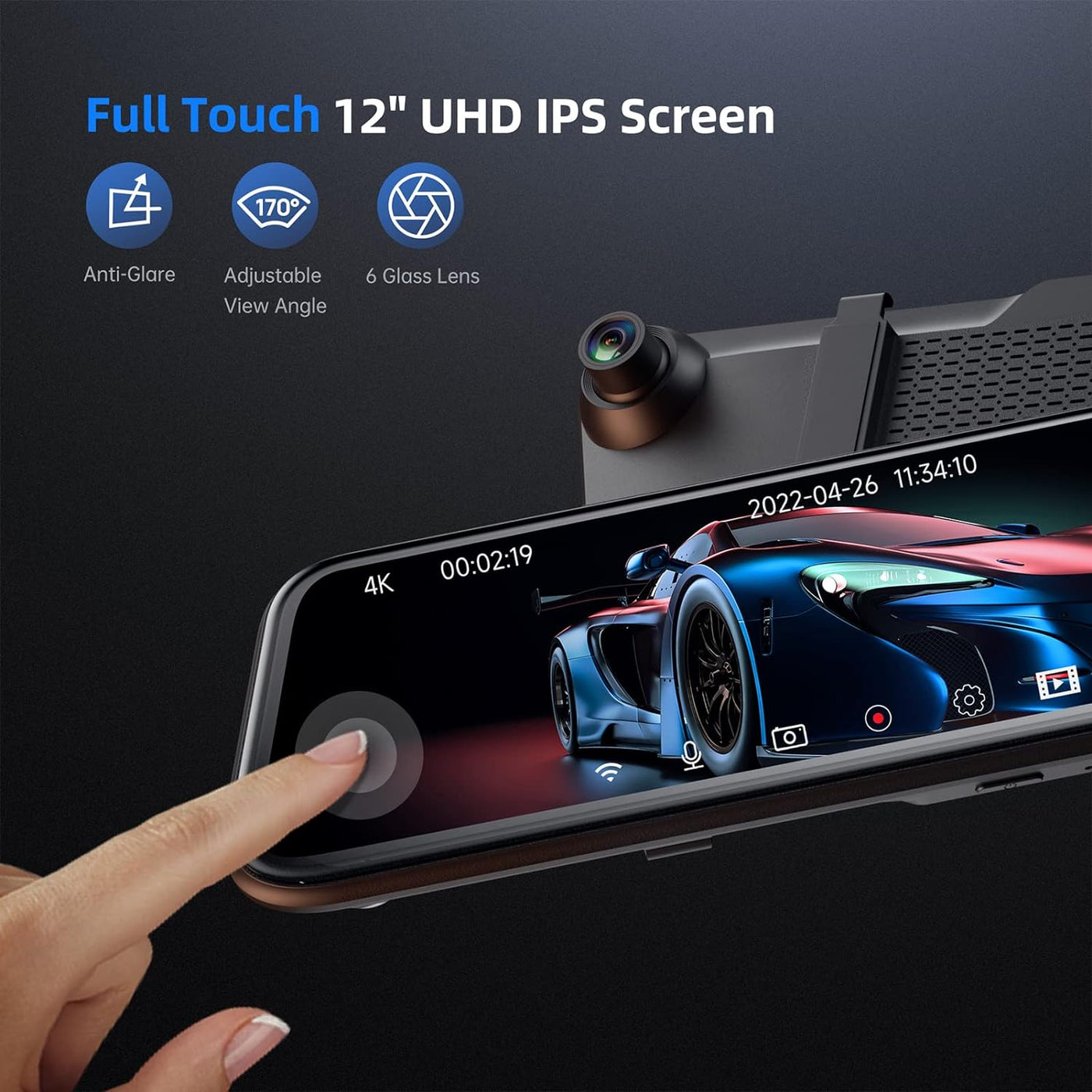 4K Dual Dash Cam Front and Inside, Veement Dash Cam with GPS, 2160P Front  View..