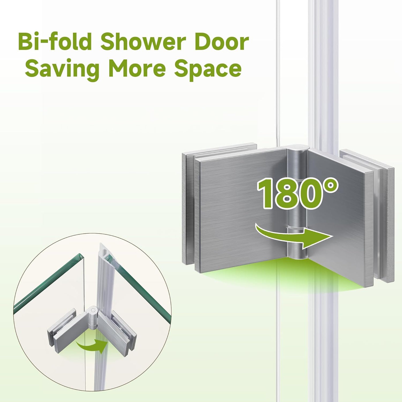 Bifold Shower Door, 34" W x 72" H, 1/4" Tempered Glass Shower Door, Brushed Nickel - $180