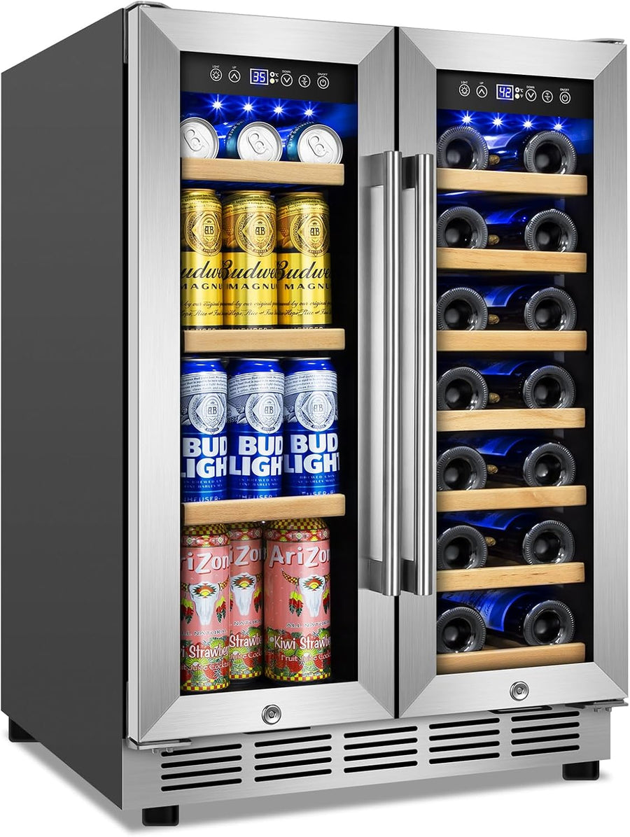 Wine and Beverage Refrigerator, 24 Inch Beverage Cooler Dual Zone - $515