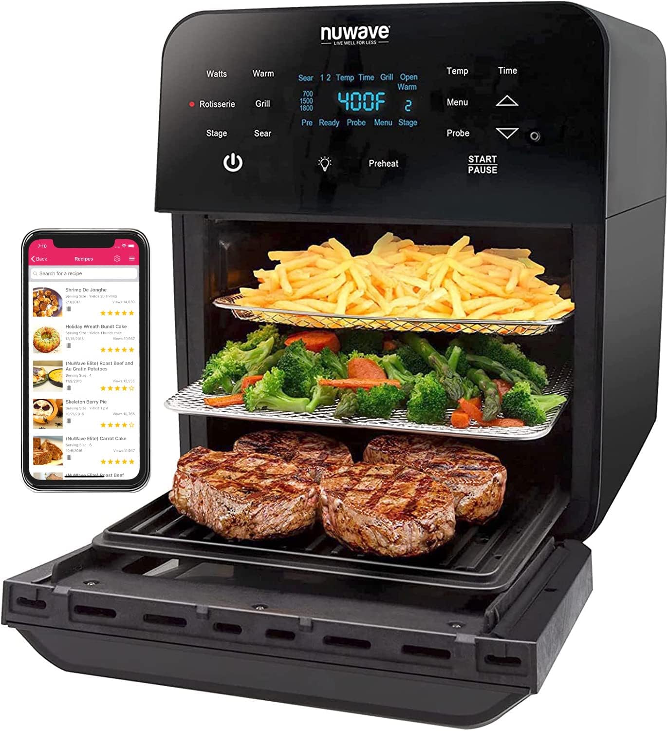Nuwave Brio 15.5Qt Air Fryer Rotisserie Oven, X-Large Family Size - $110