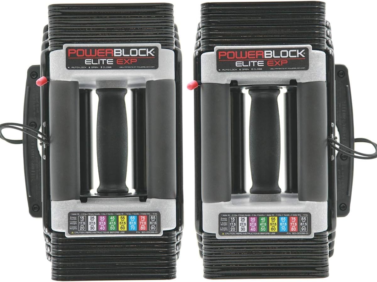 PowerBlock Elite EXP Adjustable Dumbbells, Sold in Pairs, Stage 1, 5-50 lb. - $215