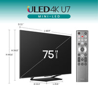Hisense 75-Inch Class U7 Series Mini-LED ULED 4K UHD Google Smart TV - $675
