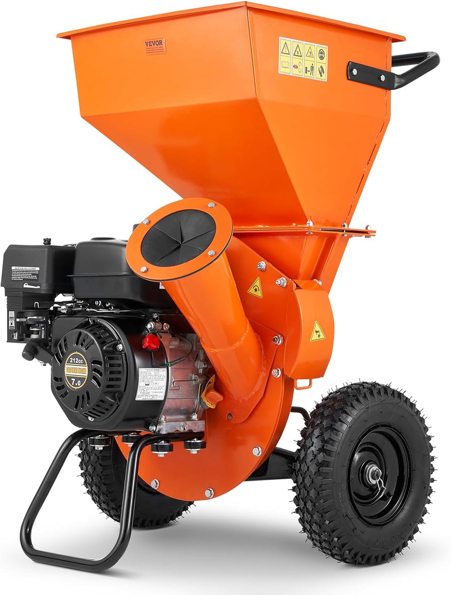 VEVOR Wood Chipper Shredder Mulcher, 7HP Heavy Duty 3-in-1 Gas Powered Engine - $300