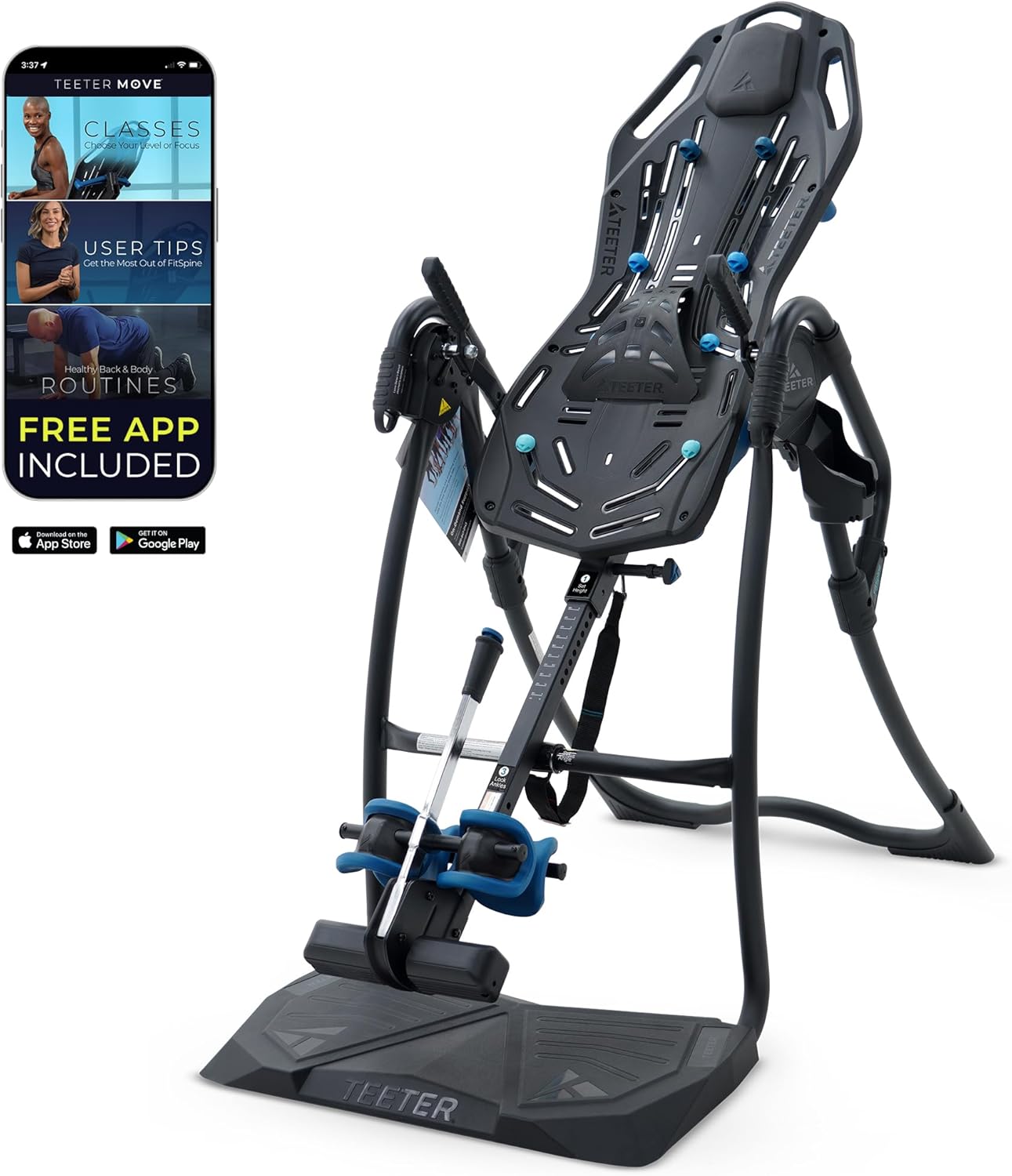 Teeter FitSpine LX9 Inversion Table, Deluxe Easy-to-Reach Lock - $300