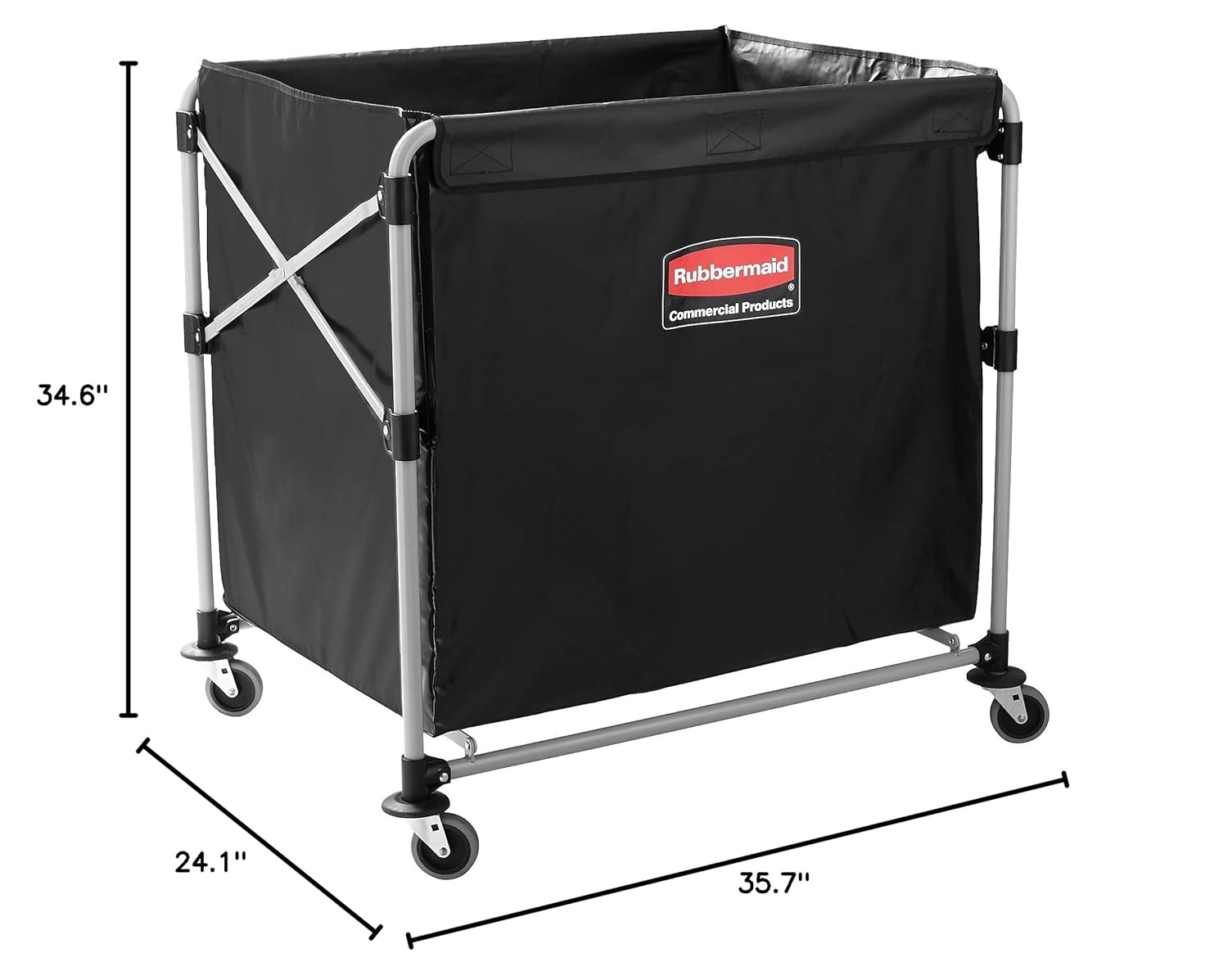 Rubbermaid Commercial Products, Collapsible X Cart, Black, Steel 8 Bushel Bin - $105