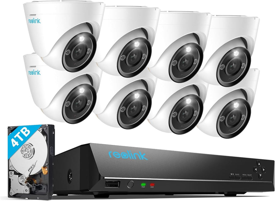 REOLINK 12MP PoE Security Camera System, 8pcs H.265 12MP Security Cameras - $575