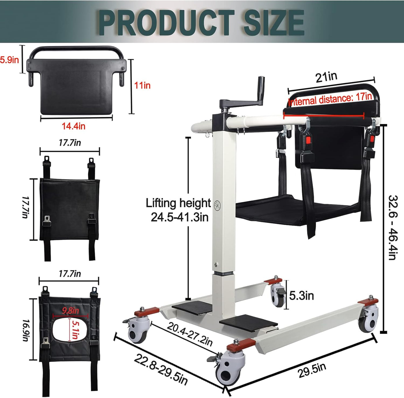 Patient Lift Transfer Chair, Patient Lift Wheelchair for Home and Car Portable - $315