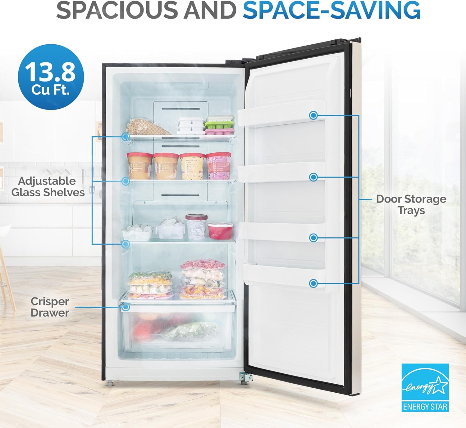 Newair 13.8 cu. ft. Upright Freezer, Fridge Freezer Convertible - $500