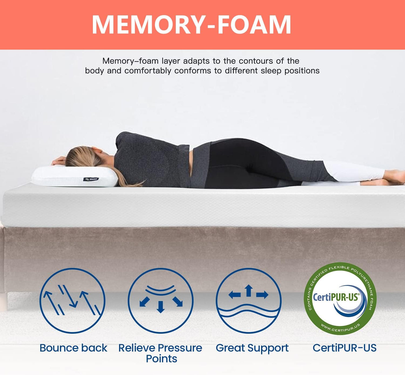 FDW 5 Inch Gel Memory Foam Mattress Medium-Firm Mattress, Queen - $50