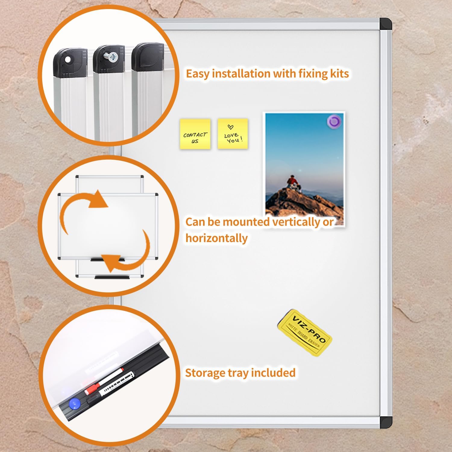 VIZ-PRO Magnetic Whiteboard/Dry Erase Board, 48 X 36 Inches, Silver Aluminium Frame - $35