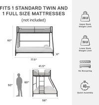 DHP Daven Easy Assembly Metal Bunk Bed for Kids, Teens and Adults, with Ladder - $180