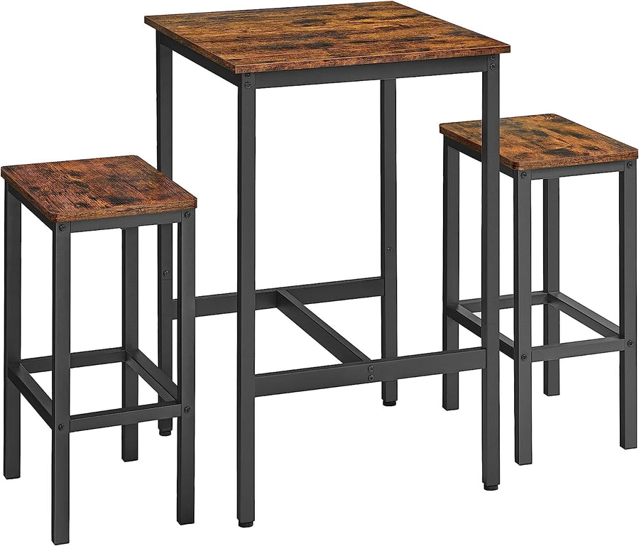 VASAGLE Bar Table and Chairs Set, Square Bar Table with 2 Bar Stools - $70
