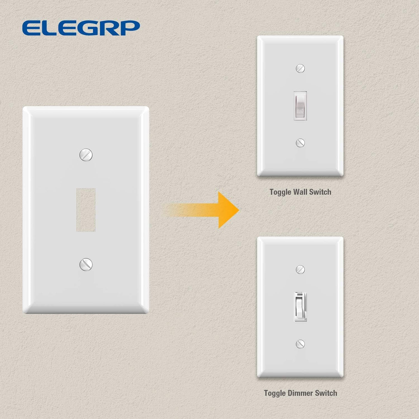 ELEGRP Toggle Light Switch Wall Plate, 1-Gang Standard Size Switch Covers, 10 Pack - $5