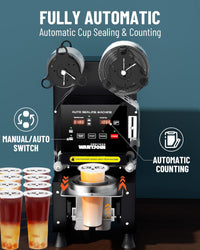 WantJoin Cup Sealing Machine Full Automatic Cup Sealer Machine 90/95mm Electric - $310