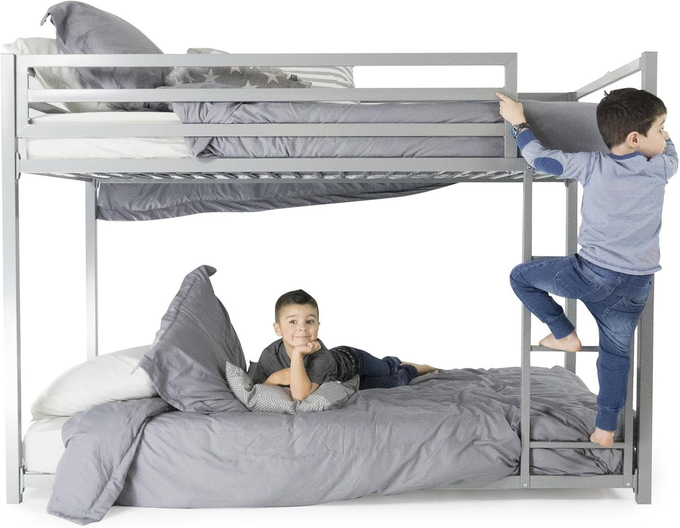 DHP Miles Low Metal Bunk Bed Frame for Kids, With Built-in Ladder - $120