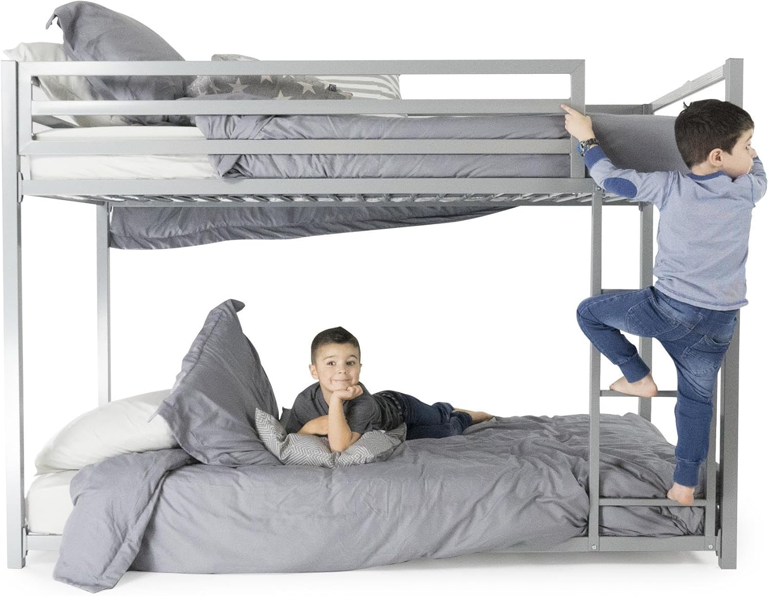 DHP Miles Low Metal Bunk Bed Frame for Kids, With Built-in Ladder - $120