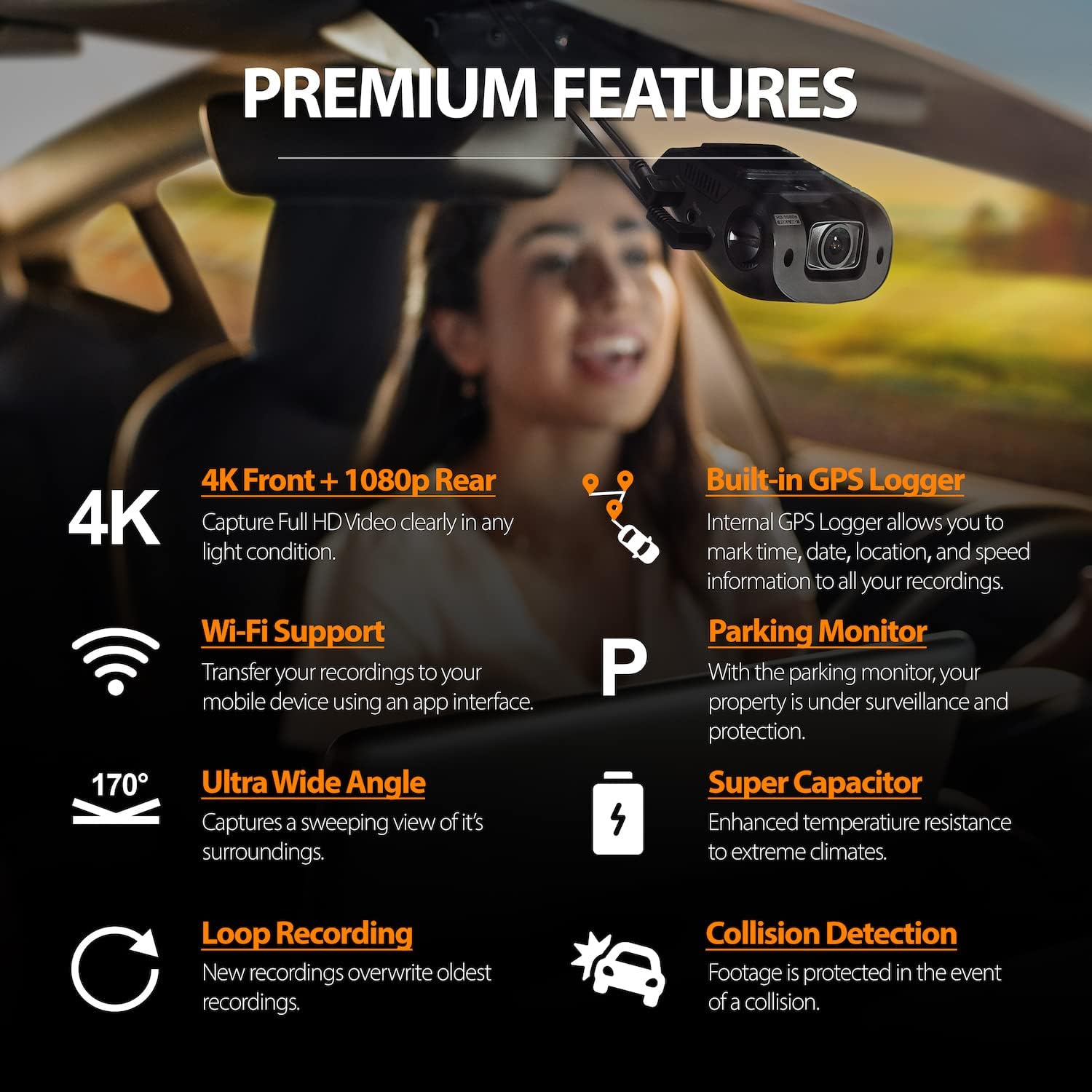 Rexing V1PGW-4K Dual Channel Car Dash Cam - $120