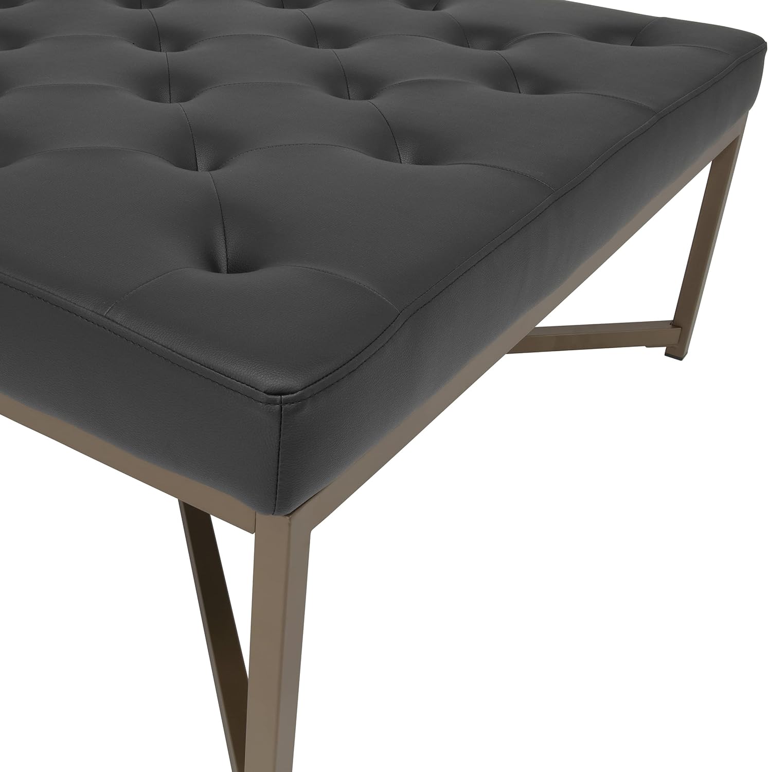 Home Camber Modern Large Cocktail Tufted Square Ottoman with Metal Frame - $160