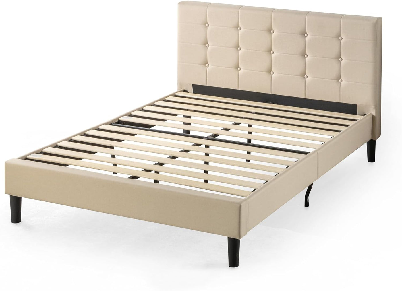 ZINUS Ibidun Upholstered Platform Bed Frame, Mattress Foundation, King, Beige - $150