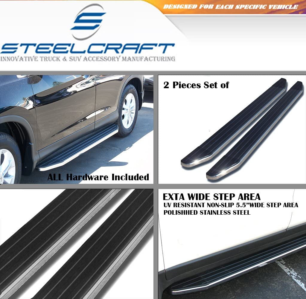 Steelcraft Black with Stainless Trim Running Boards for 2014-2017 Toyota Highlander-$175