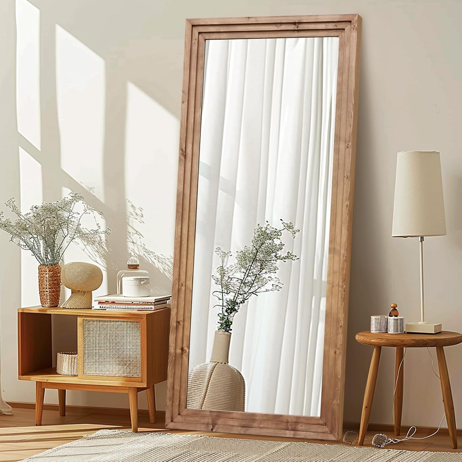 Full Length Mirror 76"x34" Solid Wood Frame Floor Large Mirror for Living Room - $130