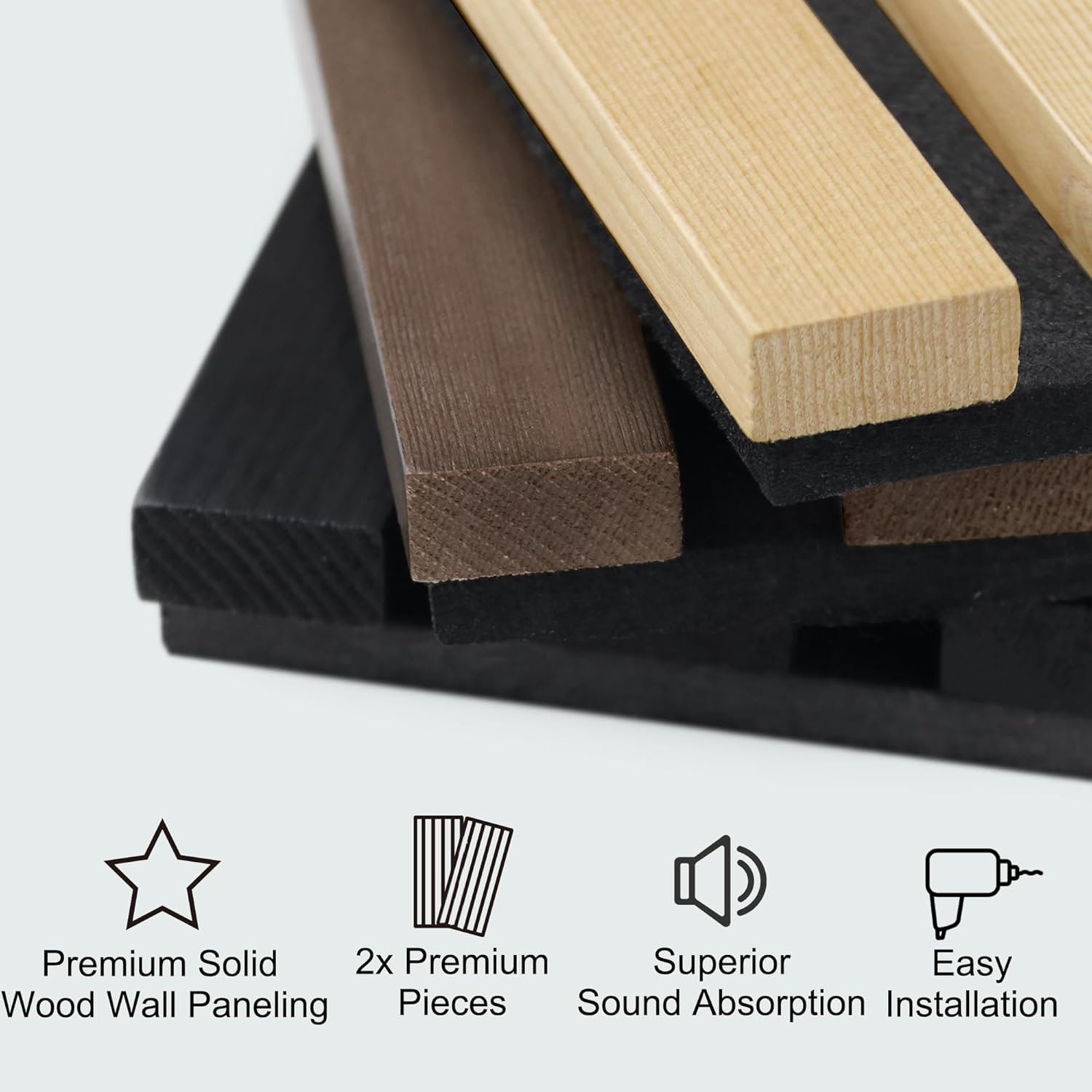 ROOMTEC Acoustic Wood Wall Panels, 94.49” x 12.6” Soundproof Wall Panels - $90