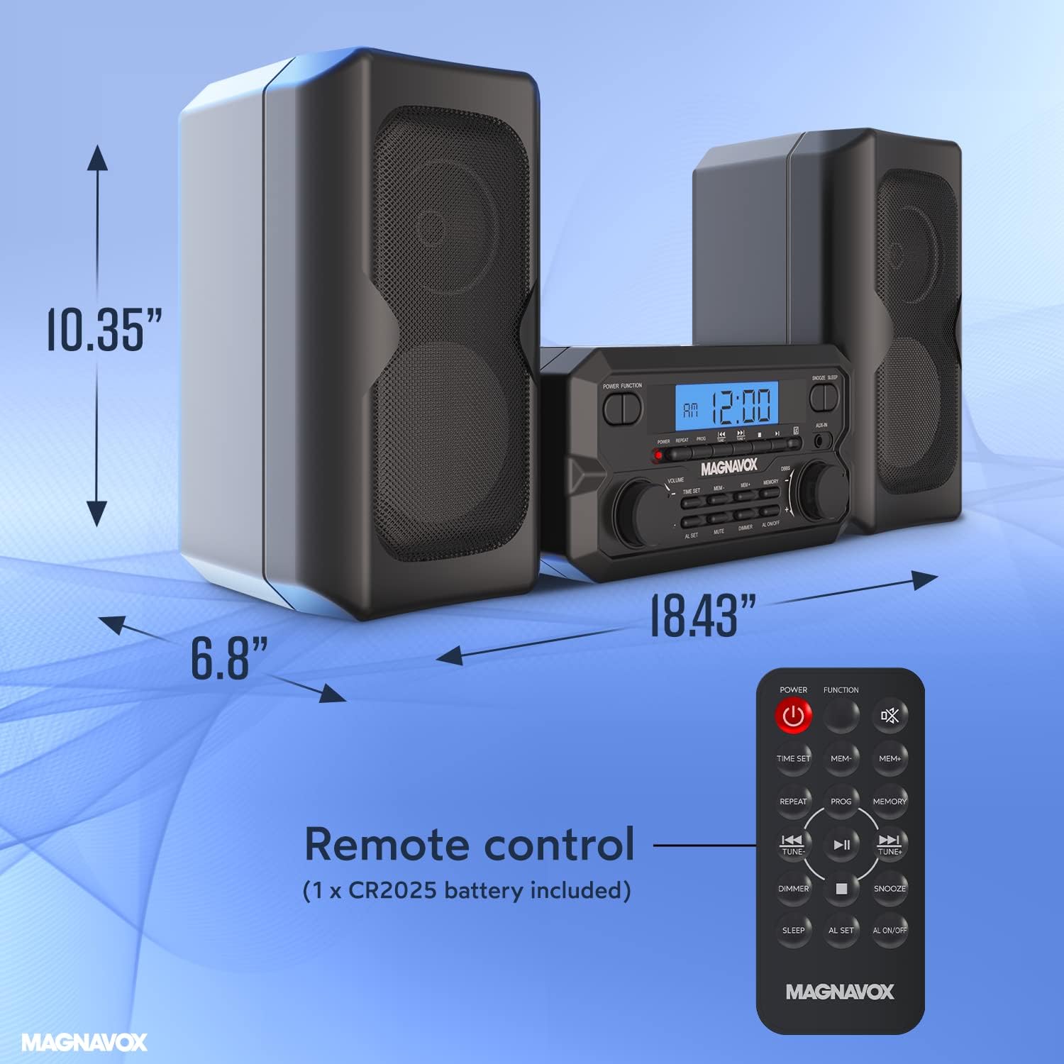 Magnavox MM435M-BK 3-Piece Compact CD Shelf System with Digital FM