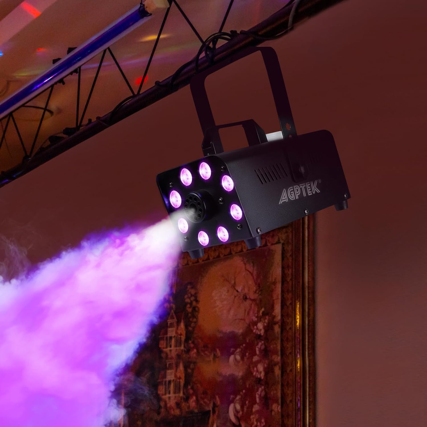 AGPTEK Smoke Machine, Fog Machine with 13 Colorful LED Lights Effect - $50