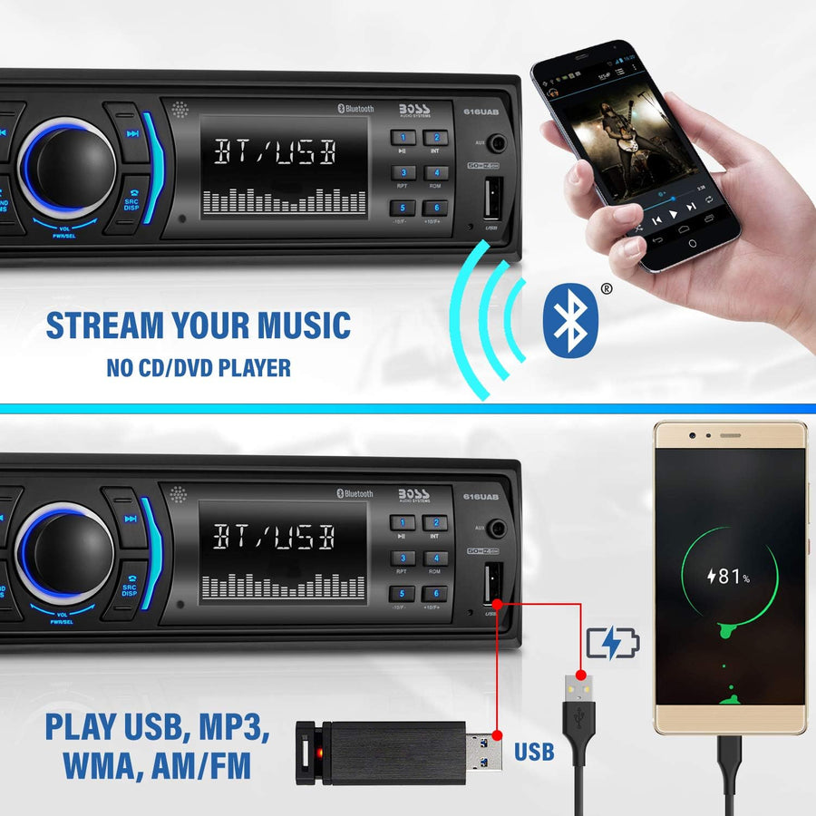 BOSS Audio Systems 616UAB Car Stereo Bluetooth MP3 USB Aux in AM/FM Radio - $40