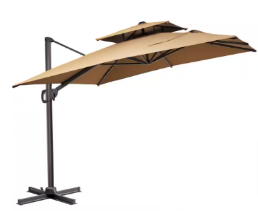 Pellebant Double top 11 ft. x 9 ft. Rectangular 360-Degree Cantilever Umbrella in Tan - $225