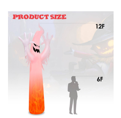 Costway 12 ft. LED Ghost Halloween Inflatable Yard Decoration - $50